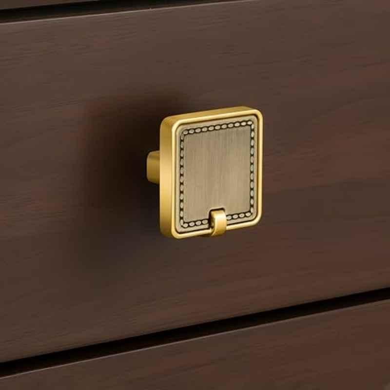 Plantex Knobs for Drawers/Drawer Knobs/Square Knob for Cabinets/Pull-Push Knob for Kitchen/Bedroom/Drawer Antique Brass & Gold