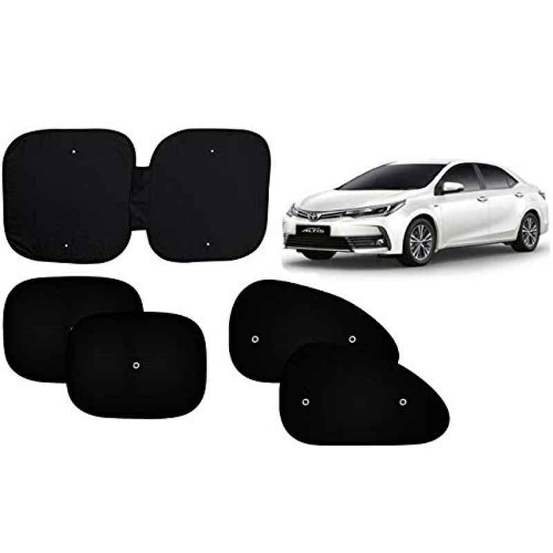 Auto Pearl 5 Pcs PVC & Mesh Black Window & Front Sun Shade Set for Toyota Corolla Altis 2015