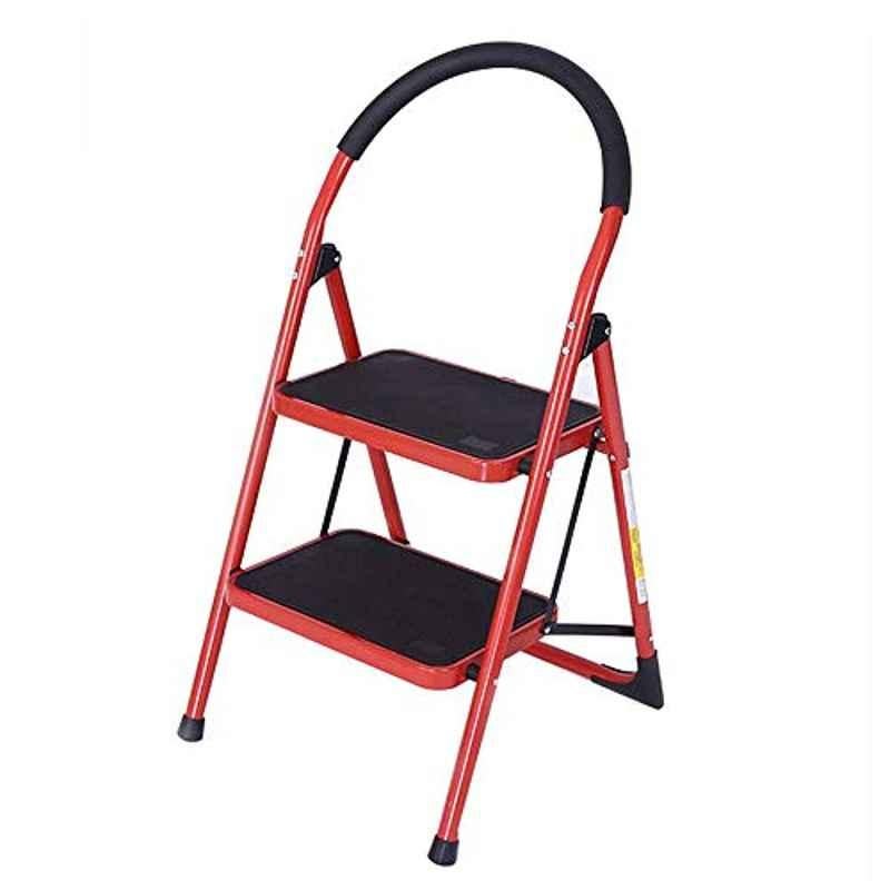 Upspirit 330 Lb 2 Step Red Folding Ladder with Rubber Handgrip