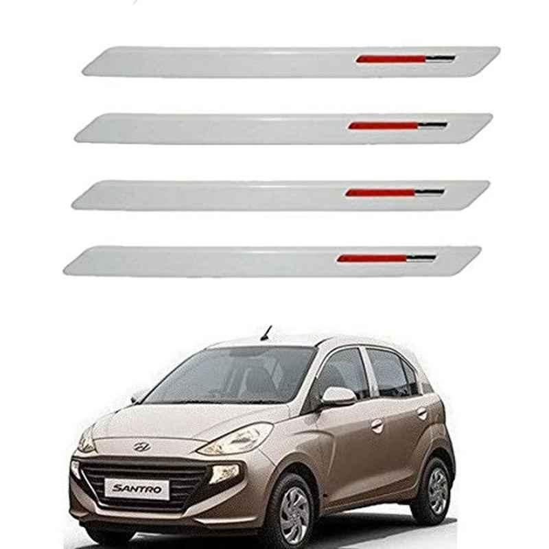 Kozdiko White & Red Designer Car Bumper Protector for Hyundai Santro 2018