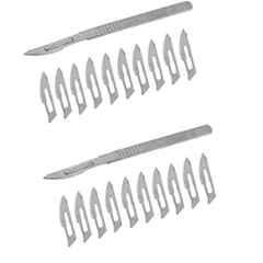 Forgesy 22 Pcs Carbon Steel Silver Surgical Scalpel Blades with Stainless Steel BP Handle Set, GGFV