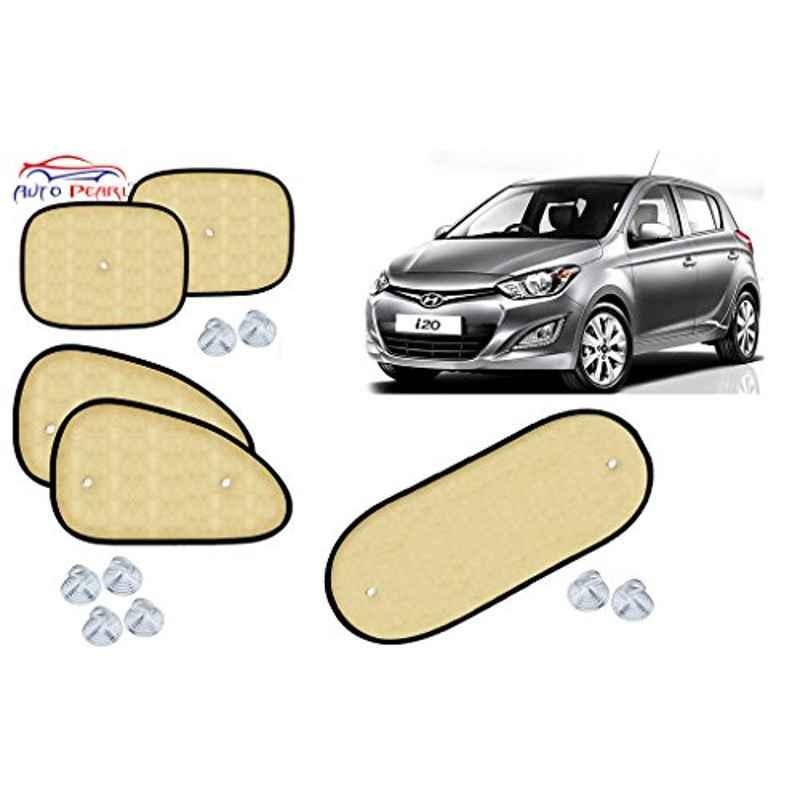 Auto Pearl 5 Pcs PVC & Mesh Beige Window & Rear Sun Shade Set for Hyundai i20 Type 2