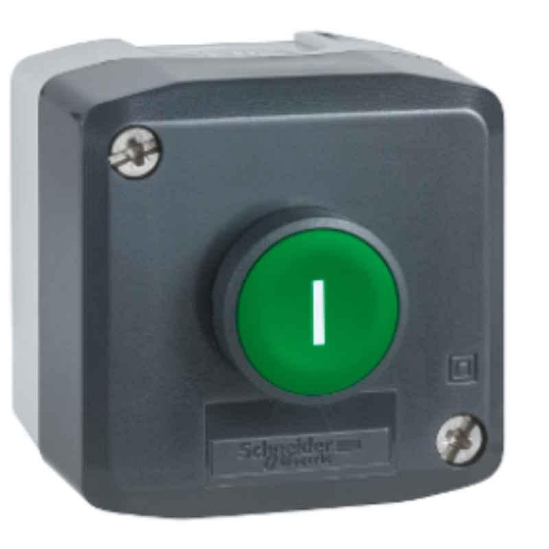 Schneider Harmony 600V 1-NO Plastic Lid Control Station & 1 Green Flush Spring Return Push Button, XALD102