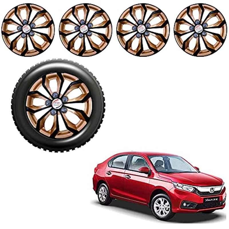Auto Pearl 4 Pcs 14 inch ABS Golden & Black Press Type Fitting Wheel Cover Set for Ford Figo 2015 with Retention Ring