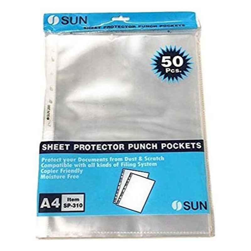Sun 100 micron A4 Size 50 Sheet Protector (Pack of 10)