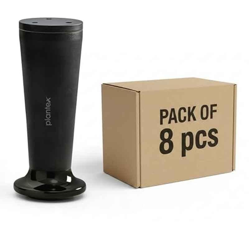 Plantex 6 inch Aluminium Black Sofa Legs with Rubber Grip, DTS-87 (Pack of 8)