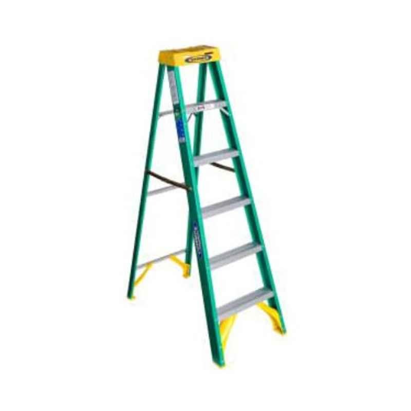 Werner 59 225lbs 6 Step Fiberglass & Aluminium Green & Yellow Ladder, 5906
