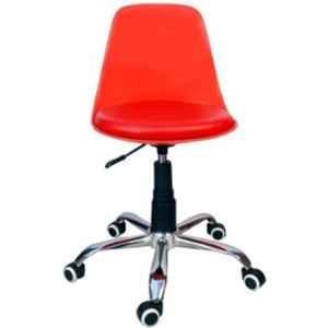 Rajpura Red Chrome Base Study Stool with Wheels