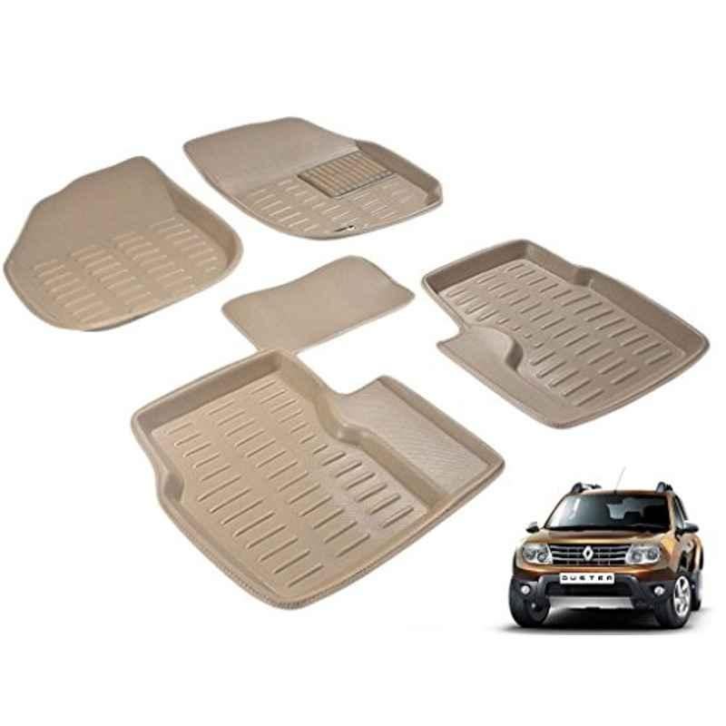 Kozdiko 5 Pcs 3D Beige Car Floor Mat Set for Renault Duster, koz_23131