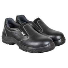 Zain Safety S1-SRA ZM-08 Genuine Leather Steel Toe Black Safety Shoes, Size: 9