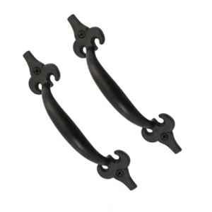 Mix & Match Art Deco 6 inch Cast Iron Black Matte Finish Cabinet Pull Handle for Wardrobe, Cupboard & Window (Pack of 2)