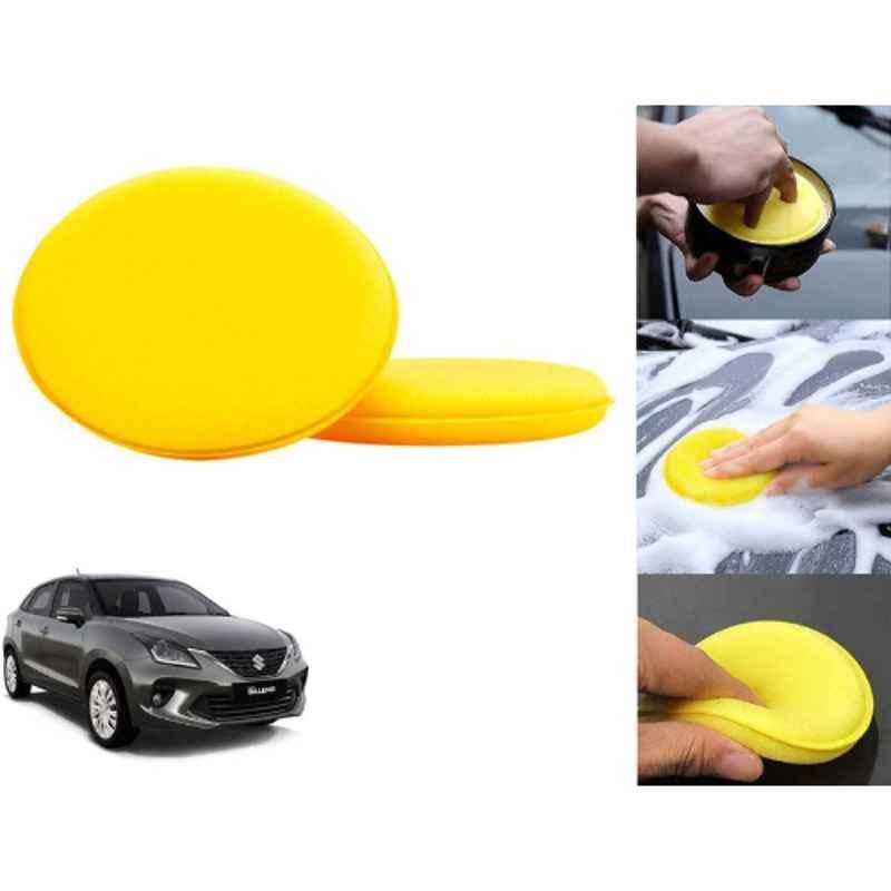Auto Pearl Polyurethane Beige Washing & Waxing Polish Foam Sponge for Baleno 2020 (Pack of 2)