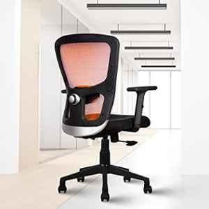 Rose Teesla Mesh Orange & Black Medium Back Ergonomic Chair