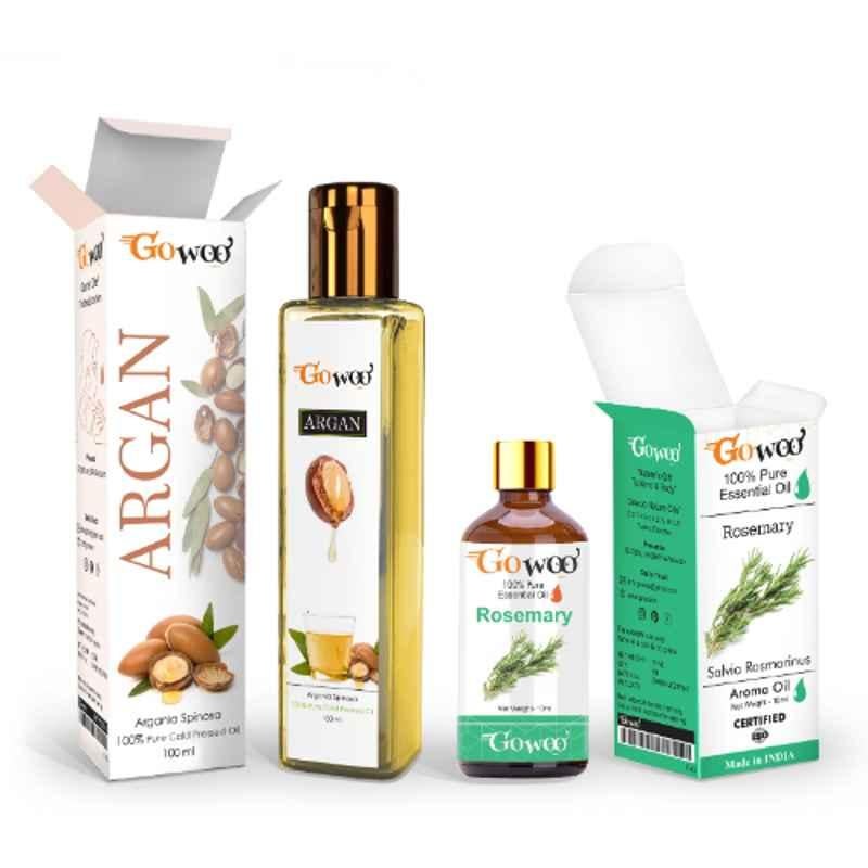 GoWoo 2 Pcs 10ml Natural Undiluted Rosemary Aroma Oil & 100ml Argan Carrier Oil Set, GWOC1186-P43+P188