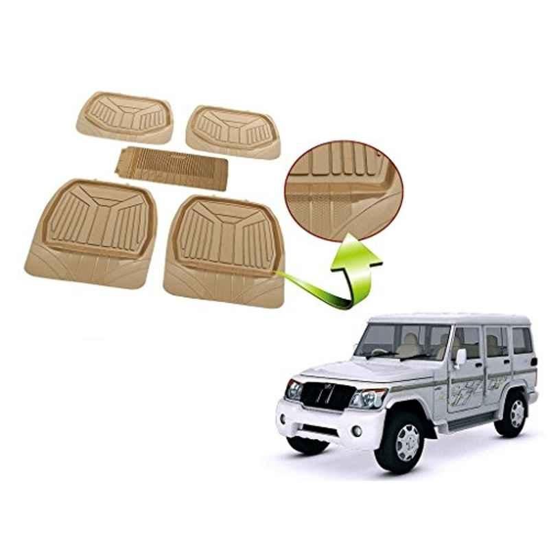 Kozdiko 5 Pcs Rubber Beige 3G Rubber Mat Set for Mahindra Kuv 100