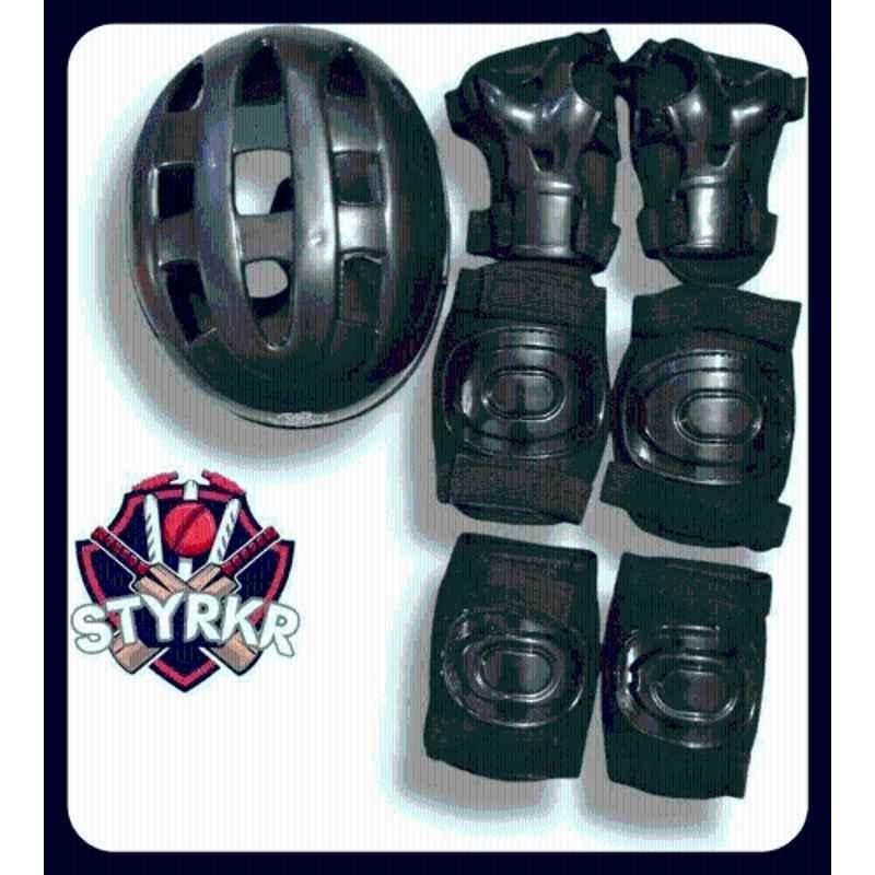 STYRKR Plastic & EVA Foam Black Protective Skating/Cycling Guard Kit | Multi Sport Gear for Kids 16 Cycling KitKIT-697