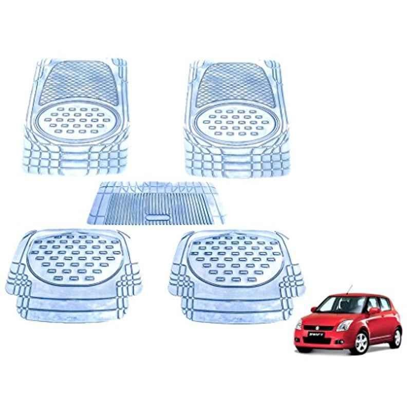 Kozdiko 5 Pcs 6605 PVC & Rubber Clear Car Foot Mat Set for Maruti Old Swift