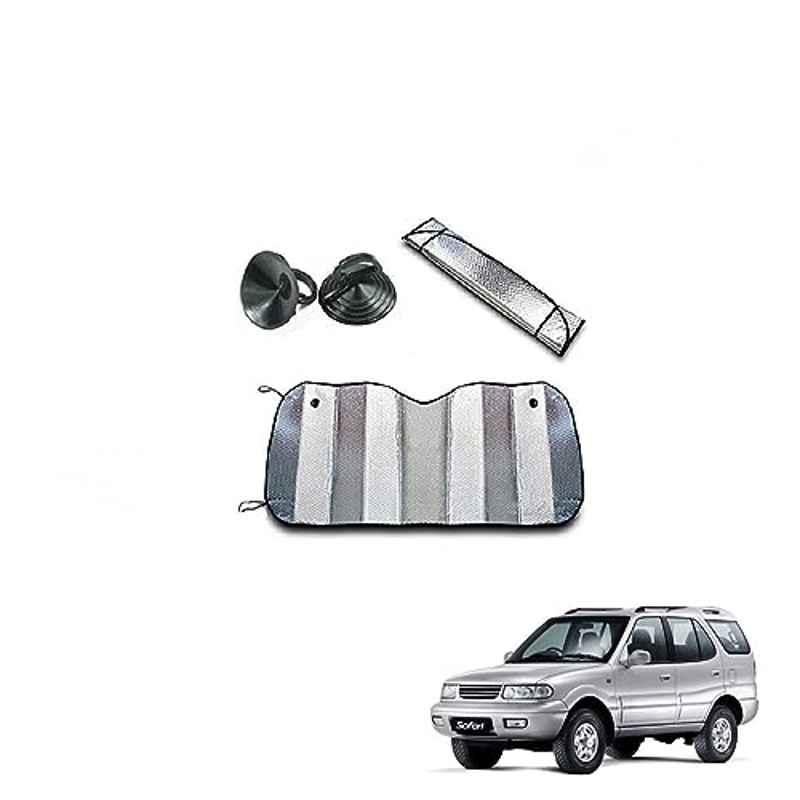 Kozdiko Aluminium Foil UV Protection Silver Windshield Sun Shade for Tata Safari Dicor