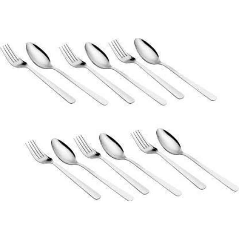 Classic Essentials CE-12 12 Pcs Stainless Steel Mirror Finish Spoon & Fork Cutlery Set