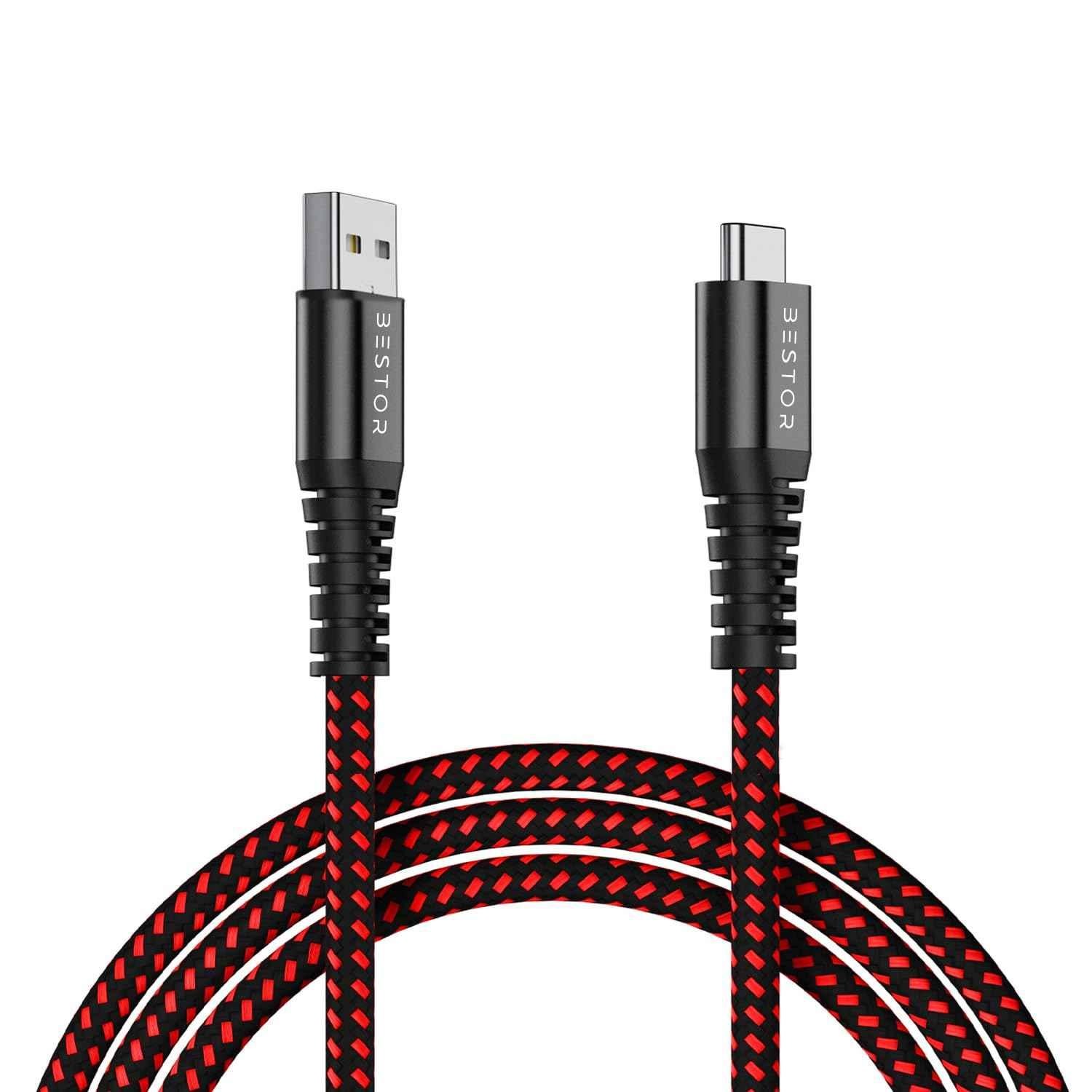 Buy Bestor 1.5m Red & Black Nylon Braided USB Type-C Cable 