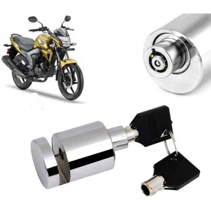 Auto Pearl Stainless Steel Silver Heavy Duty Anti Theft Motorcycle Disc Brake Lock, Lock-235