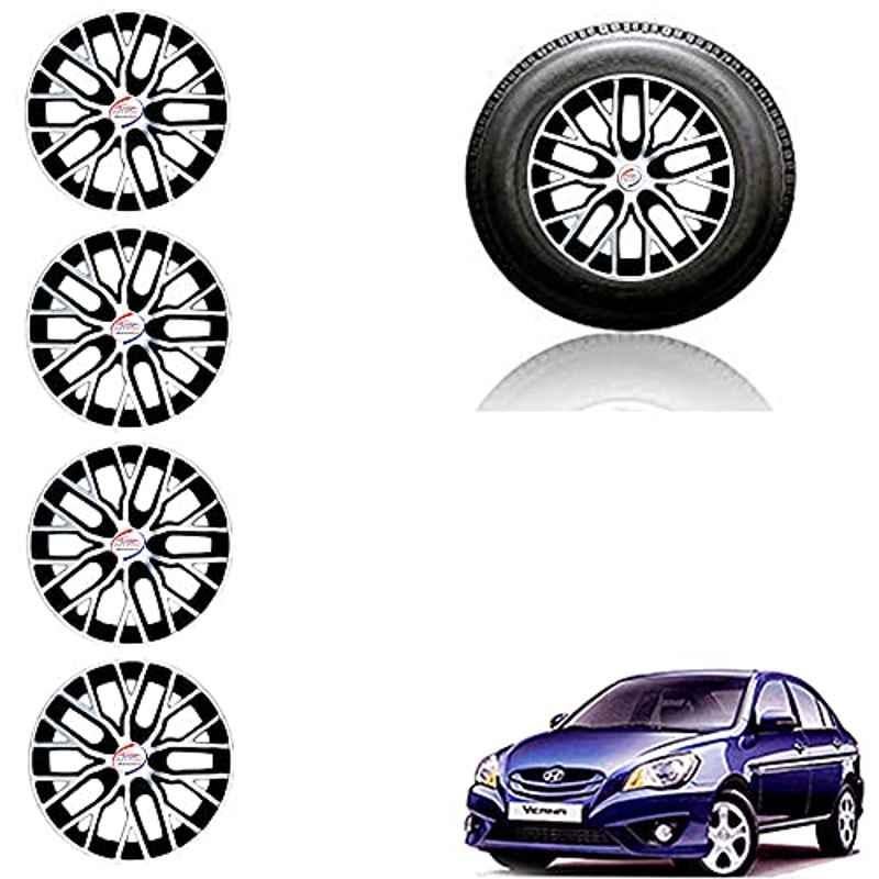 Auto Pearl 4 Pcs 14 inch ABS Silver & Black Car Wheel Cover Set for Hyundai Verna