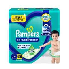 Pampers 38 Pcs All Round Protection Baby Diaper Packet with Aloe Vera & Vitamin E, Size: Large