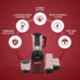 Candes Pearl 600W Polycarbonate Red & Black 4 Jar Mixer Grinder, 600PEARLMGBRW1CC