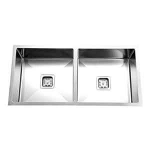 Rigwell Lifetime 37x18x10 inch Satin Finish Stainless Steel Double Bowl Handmade Sink with 2.5mm Thickness