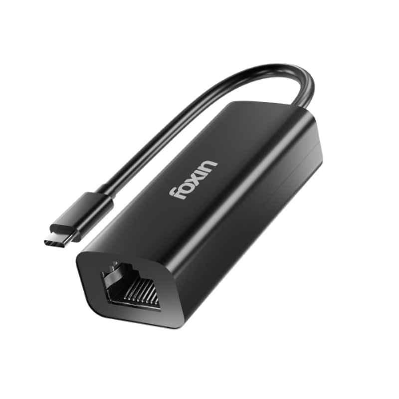 Foxin FLA 100C 100 Mbps Black Type C to LAN Ethernet Adapter with 9cm Cable for Windows, Mac & Linux