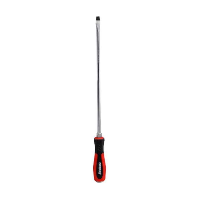 Geepas 300mm Chromium Vanadium Steel Red & Black Slotted Screwdriver, GT59221