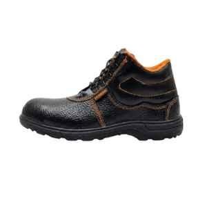 Hind Pro Richmond Barton Print Synthetic Leather PU Steel Toe Black Safety Shoe for Men, Size: 9