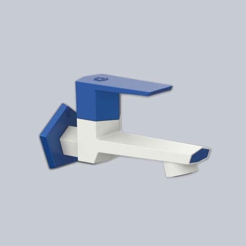 RN G20 15mm PTMT White & Metallic Blue Foam Flow Long Body Bib Cock with Flange (Pack of 1)