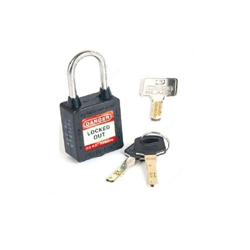 Loto-Lok 40x5mm Nylon & Stainless Steel Noir Three Point Traceability Lockout Padlock, 3PTPNKDMKR40