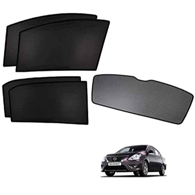 Kozdiko 5 Pcs Polyester Black Non Magnetic Window & Rear Sun Shades Set for Nissan Sunny