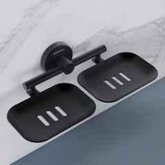 Plantex Galaxy 304 Grade Stainless Steel Rectangular Double Soap Holder for Bathroom/Soap Stand/Soap Holder/Bathroom Accessories Black