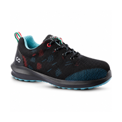 Canvas Club Florence Knitted Textile & Synthetic Microfiber Lace Up Steel Toe Black & Blue Safety Shoes, Size: 9
