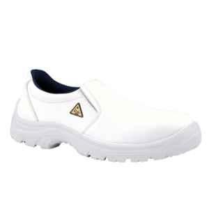 Euro Security Aqua Microfiber Steel Toe Washable White Slip-On Safety Shoes with PU Sole, Size: 10