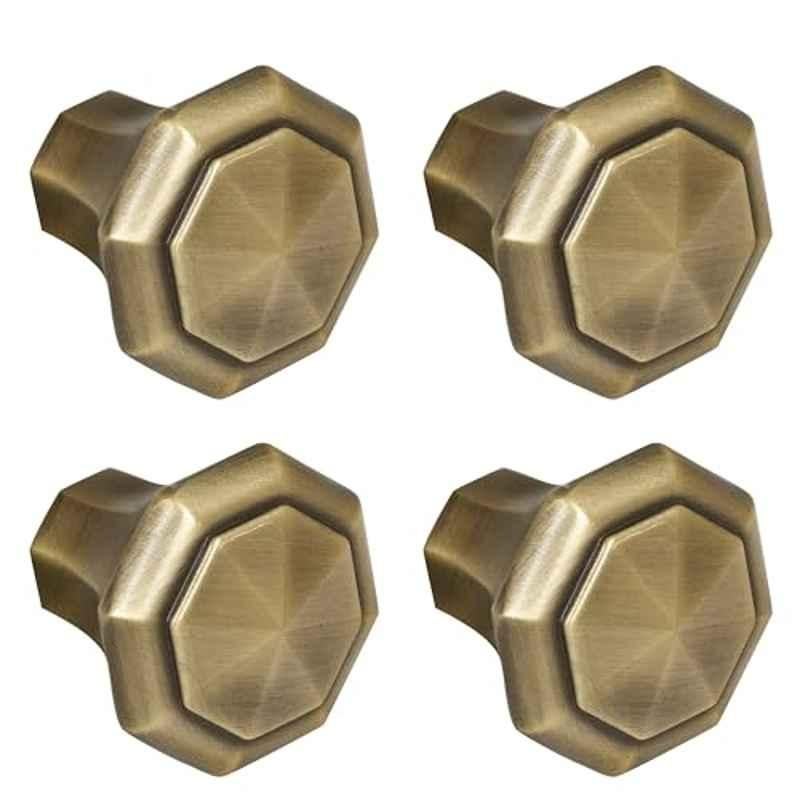 Plantex Knobs for Drawer/Octagon Shape Drawer Knobs/Knobs for Cabinets/Pull-Push Knobs for Kitchen/Bedroom Drawer (Pack of 4) DTK-302, Antique Brass