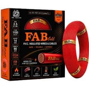 Fabgold 2.5 Sqmm Red FR PVC Multi Strand Electrical Wire, FABGOLD19, Length: 90m