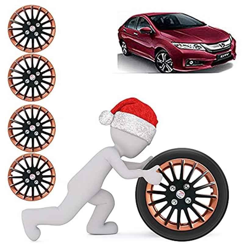 Auto Pearl 4 Pcs 15 inch ABS Black & Copper Car Wheel Cover Set for Honda City Ivtec 2016