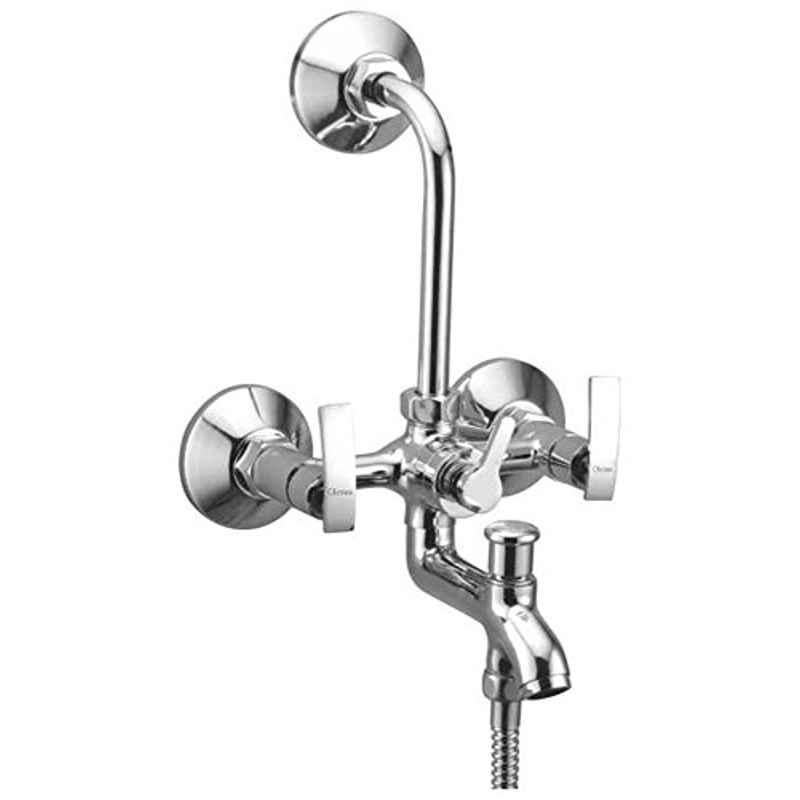 Oleanna Desire Brass Silver Chrome Finish 3 in 1 Wall Mixer with Bend Pipe
