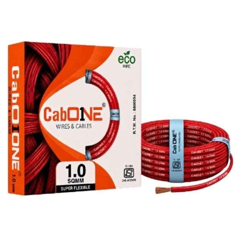 CabONE 1Sqmm Red FR PVC Multistrand CCA Electrical Wire, CabONE007, Length: 90 m