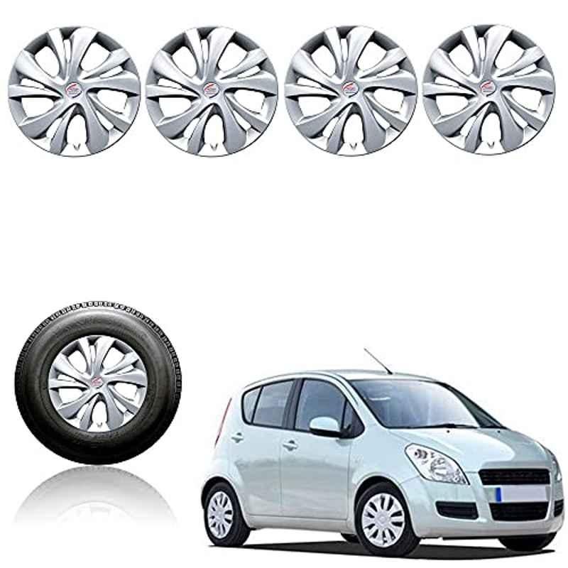 Auto Pearl 4 Pcs 14 inch Silver Press Fitting Wheel Cover Set for Maruti Suzuki Ritz T-1