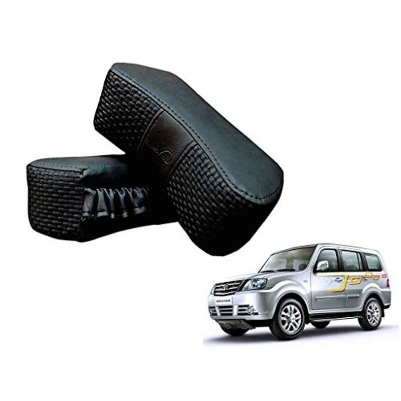 Kozdiko 2 Pcs Memory Foam Black Luxurious Neck Rest Set for Tata Sumo Grand, koz_15818