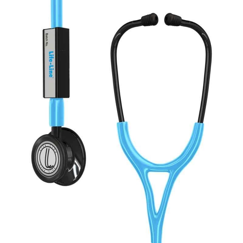 Lifeline Stainless Steel Light Blue Dual Side Diaphragm Chest Piece Stethoscope with 2 Way Tube, STH018-LB