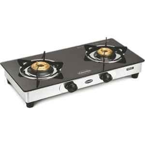 Padmini 2 Burner Stainless Steel Black Automatic Ignition Glass Top Gas Stove, 2BR CS-2 GT Shine Auto