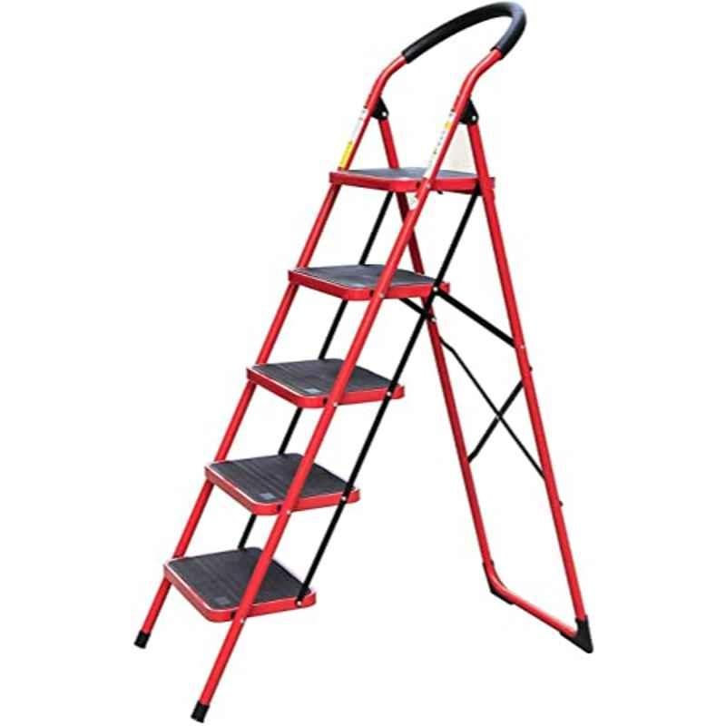 Tamtek 5 Step 150kg Folding Heavy Duty Steel Ladder