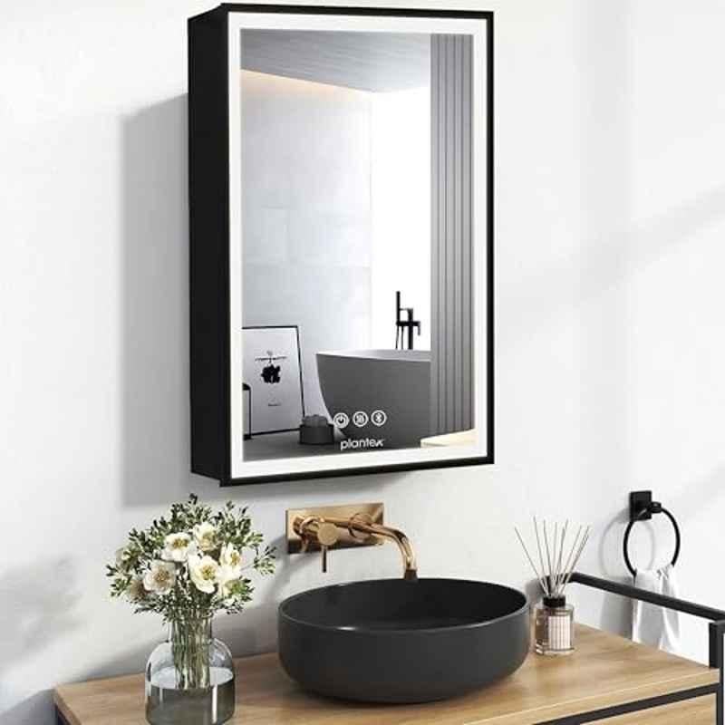 Plantex 20x28 Inch Stainless Steel Silver Chrome Finish Bathroom Cabinet with LED Mirror