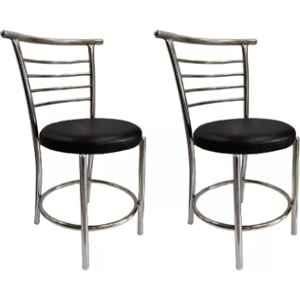 RW Rest Well RW-158 Leatherette Black Ergonomic Dining Chair with Steel Chrome Finish (Pack of 2)